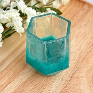 Teal and Clear Ombré Make-up Brush Holder